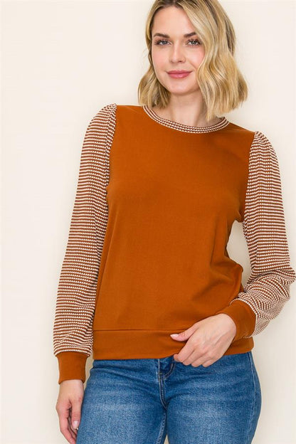 2-Tone Waffle Knit Top
