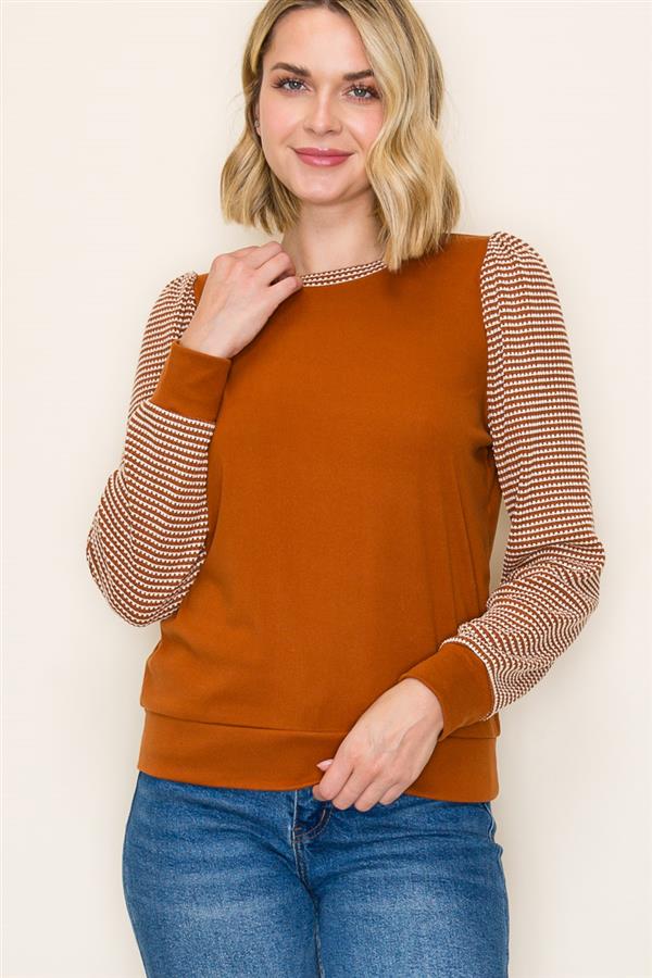 2-Tone Waffle Knit Top