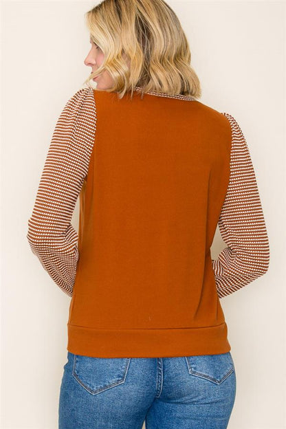 2-Tone Waffle Knit Top