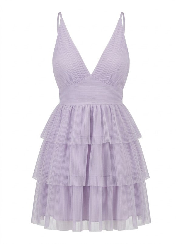 Chiffon Ruffled Tiered Fit And Flare Mini Dress