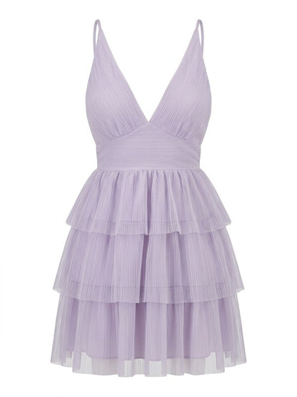 Chiffon Ruffled Tiered Fit And Flare Mini Dress