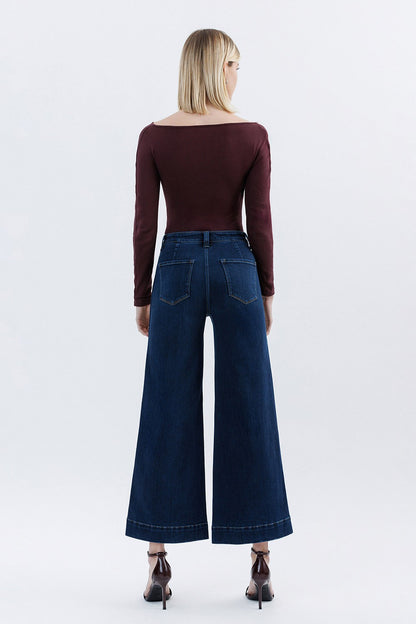 High-Rise Ankle Wide-Leg Jeans