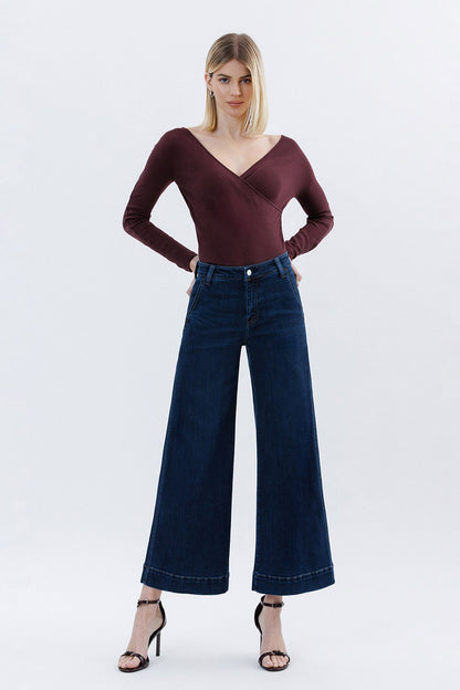 High-Rise Ankle Wide-Leg Jeans