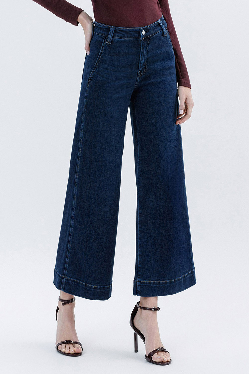 High-Rise Ankle Wide-Leg Jeans