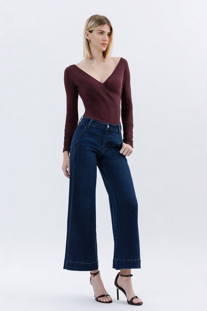 High-Rise Ankle Wide-Leg Jeans