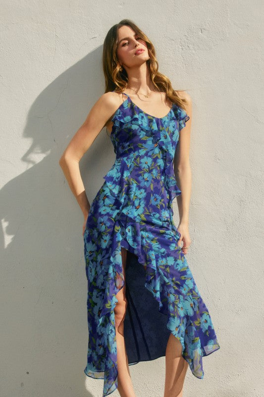 Floral Ruffled Midi Dress