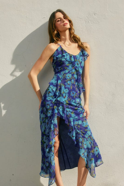 Floral Ruffled Midi Dress