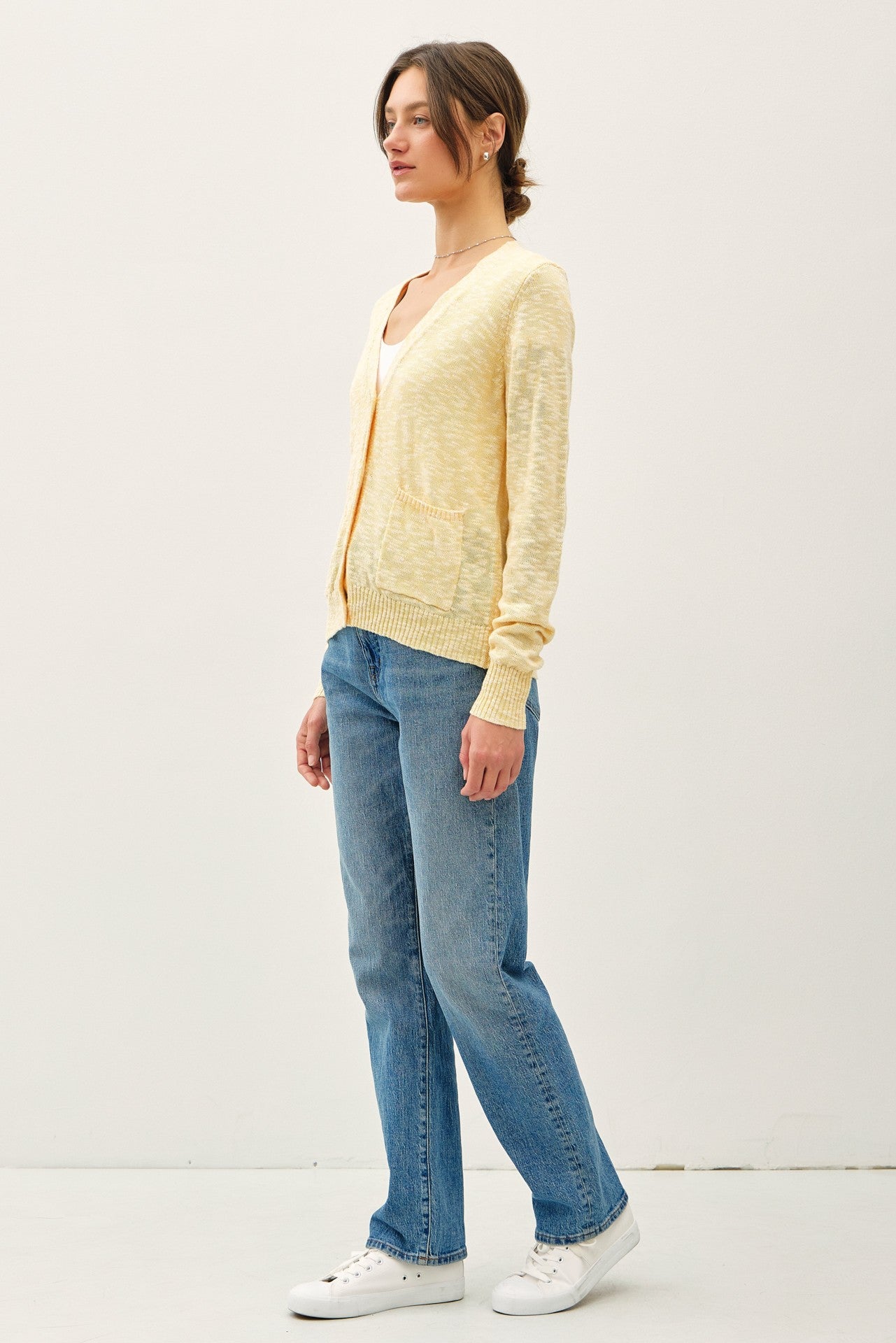 Cotton Slub Button Up Cardigan