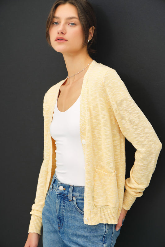 Cotton Slub Button Up Cardigan