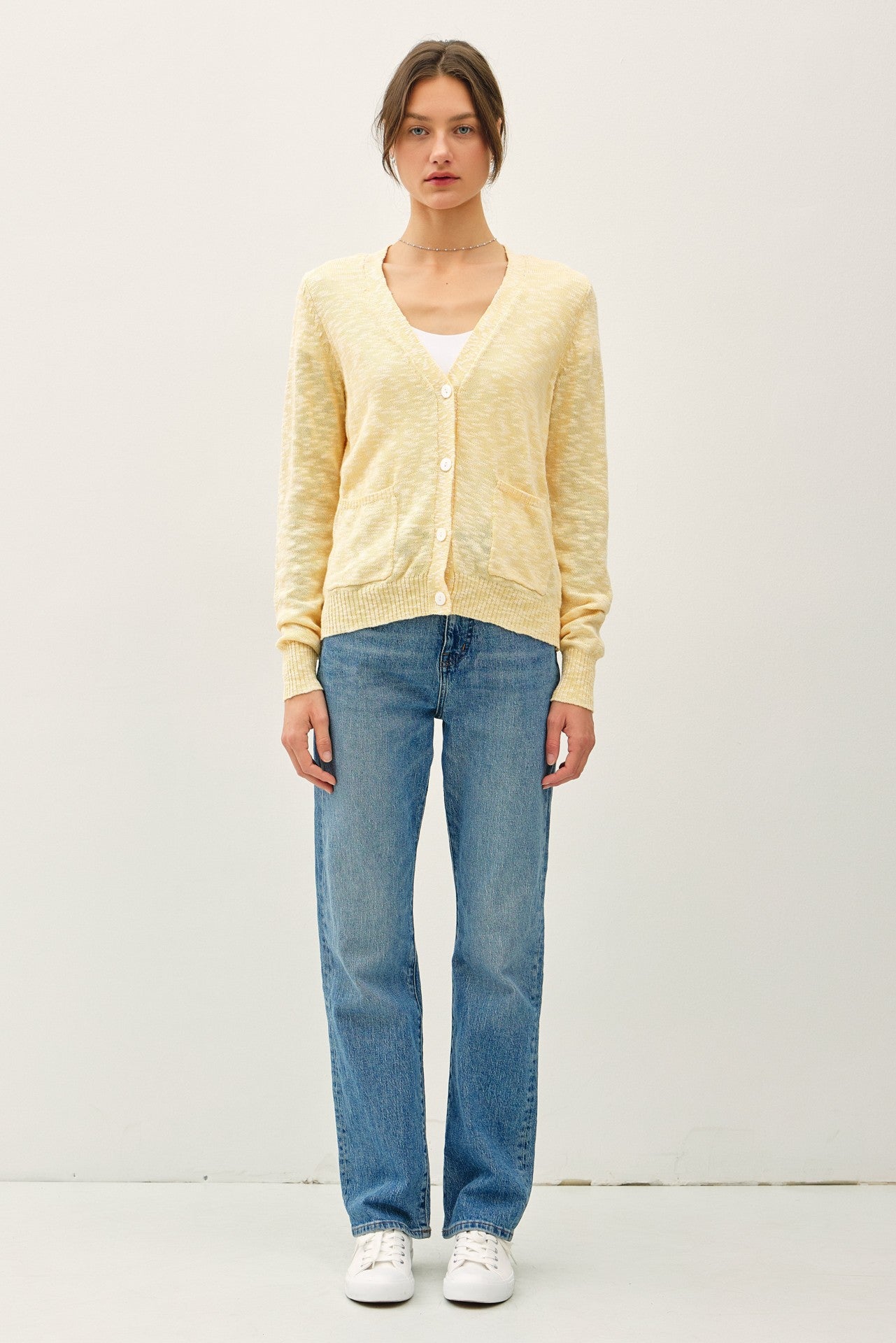 Cotton Slub Button Up Cardigan