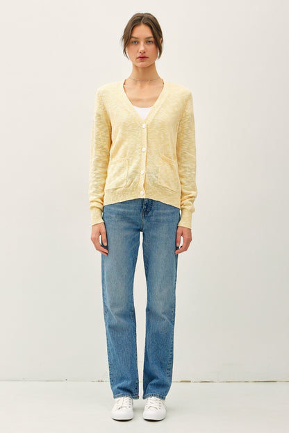 Cotton Slub Button Up Cardigan