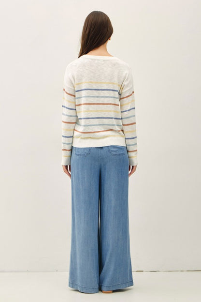 Wide Leg Chambray Pull-on Pants