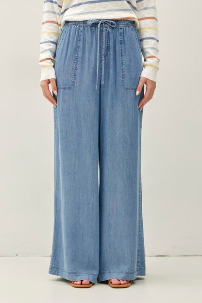 Wide Leg Chambray Pull-on Pants