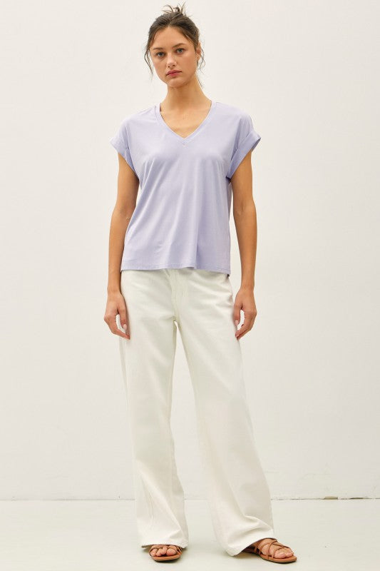 Bamboo & Modal V-neck Dolman Cap Sleeve T-shirt
