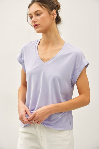 Bamboo & Modal V-neck Dolman Cap Sleeve T-shirt