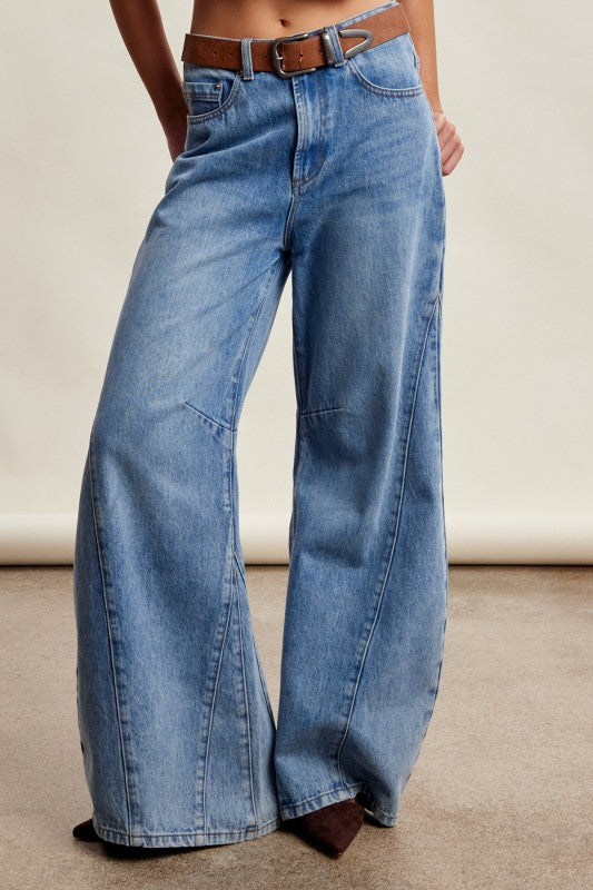 Wide-Leg Panel Detail Jeans