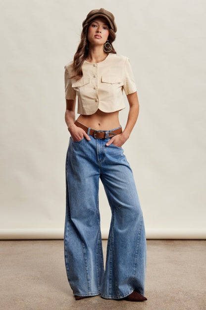 Wide-Leg Panel Detail Jeans