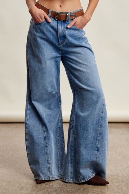 Wide-Leg Panel Detail Jeans