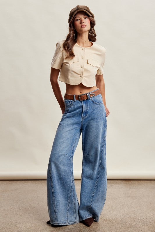Wide-Leg Panel Detail Jeans
