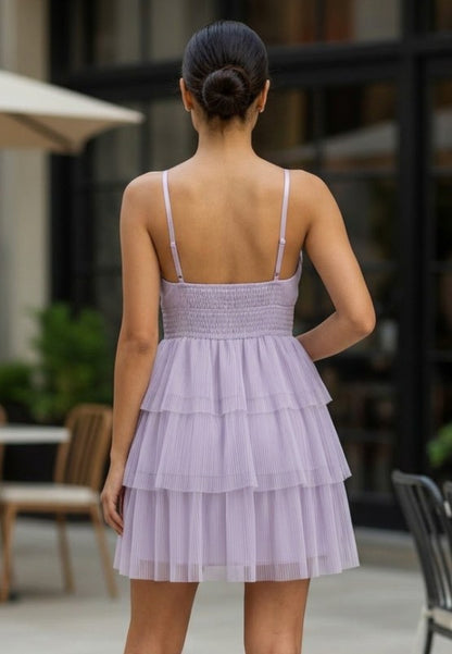 Chiffon Ruffled Tiered Fit And Flare Mini Dress
