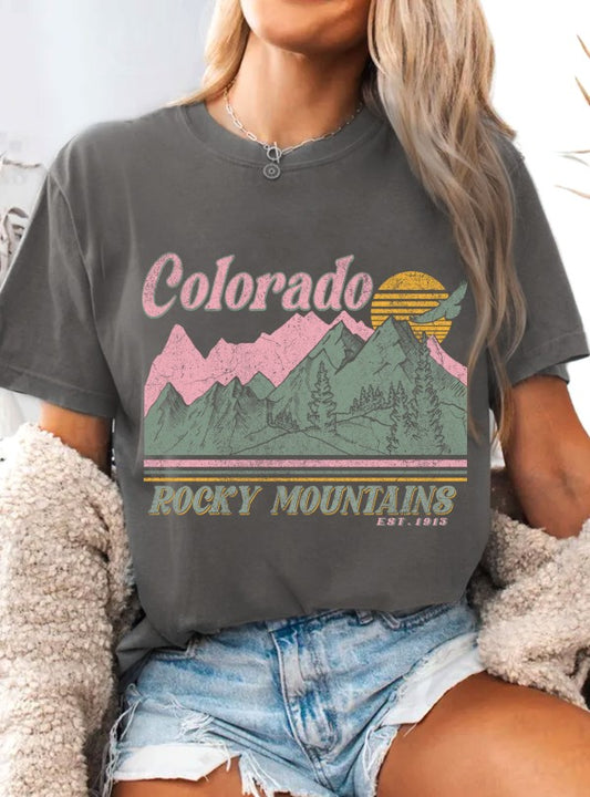 Colorado Rocky Mountains Sunrise Graphic Tee