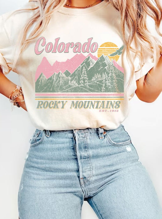 Colorado Rocky Mountains Sunrise Graphic Tee