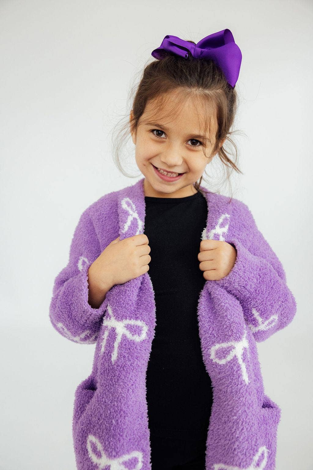 Lilac/Coconut Bow Cozy Cardigan