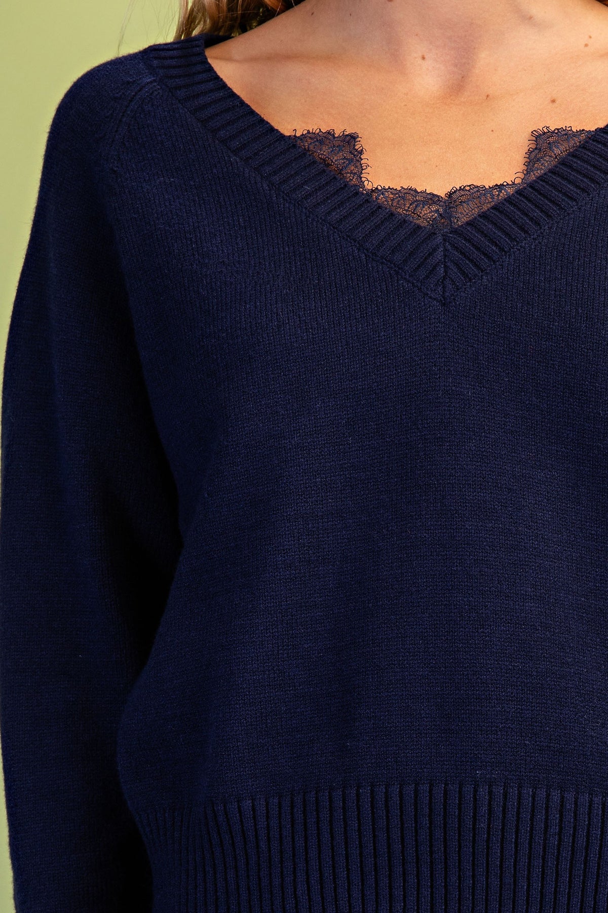 Peekaboo Lace V-neck Sweater
