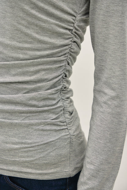 Boat Neck Side Ruched Top