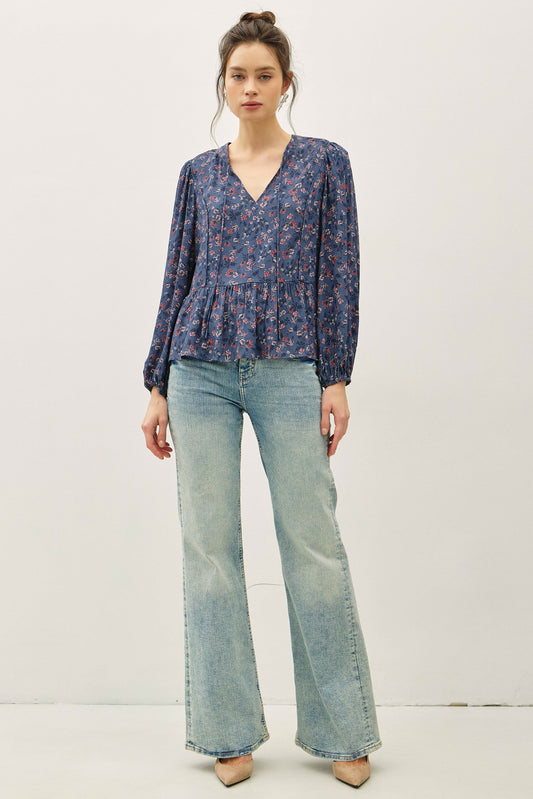 Floral Print Chiffon Blouse Top