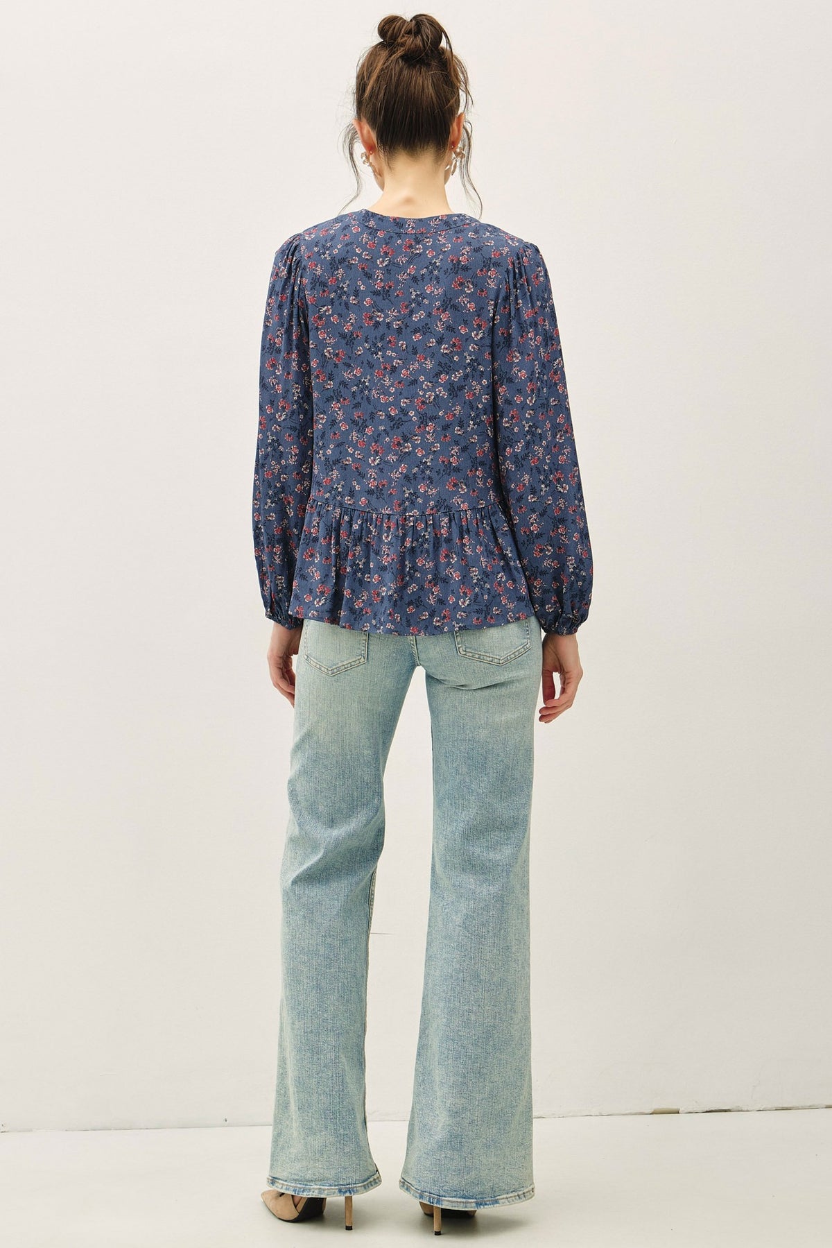 Floral Print Chiffon Blouse Top