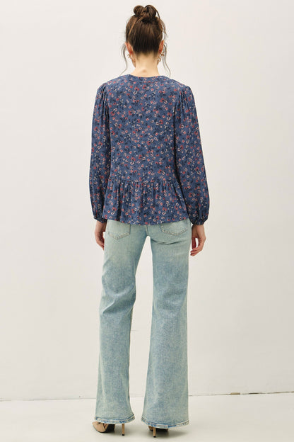 Floral Print Chiffon Blouse Top