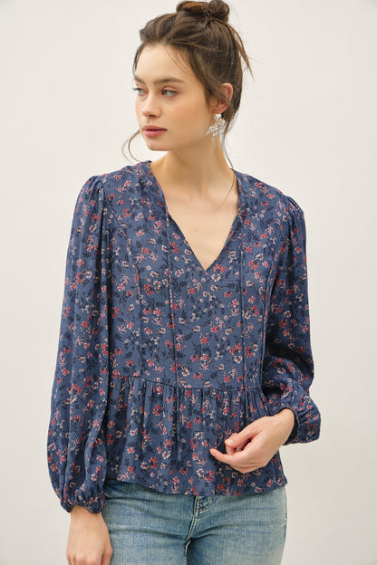 Floral Print Chiffon Blouse Top