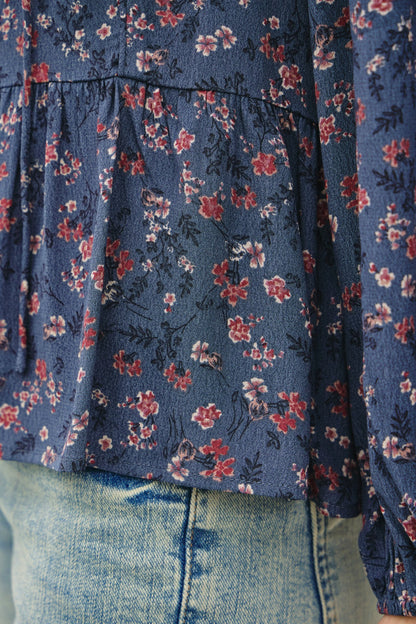 Floral Print Chiffon Blouse Top
