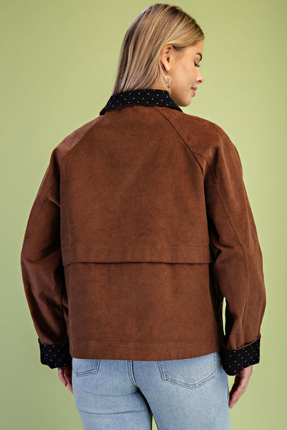 Corduroy Jacket With Polka-dot Details