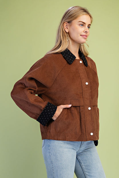 Corduroy Jacket With Polka-dot Details