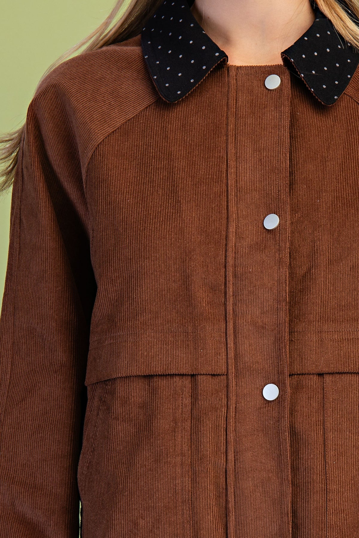 Corduroy Jacket With Polka-dot Details