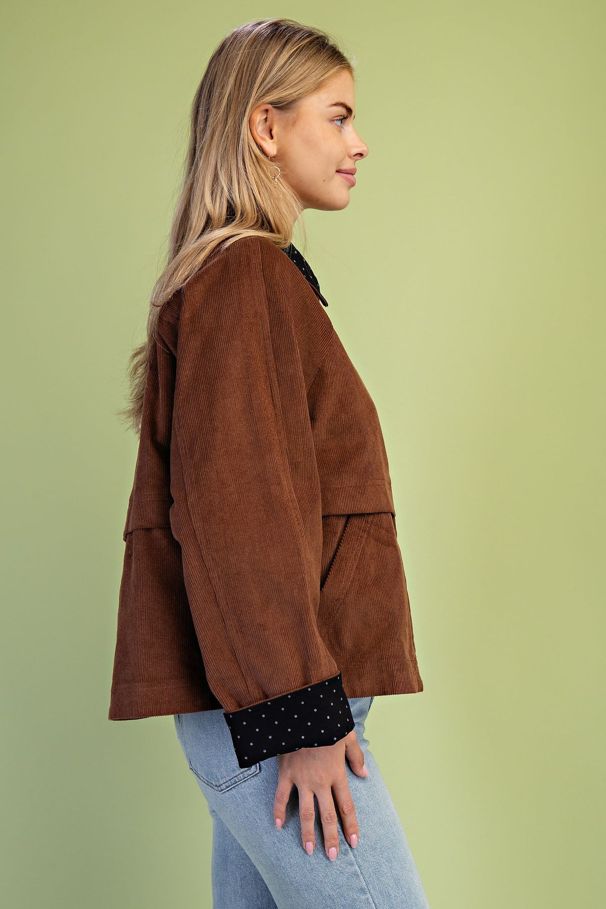 Corduroy Jacket With Polka-dot Details