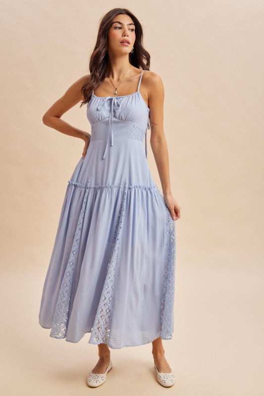 Flowy Lace Inset Maxi Dress
