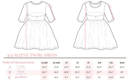 Midnight Rainbow 3/4 Sleeve Pocket Twirl Dress