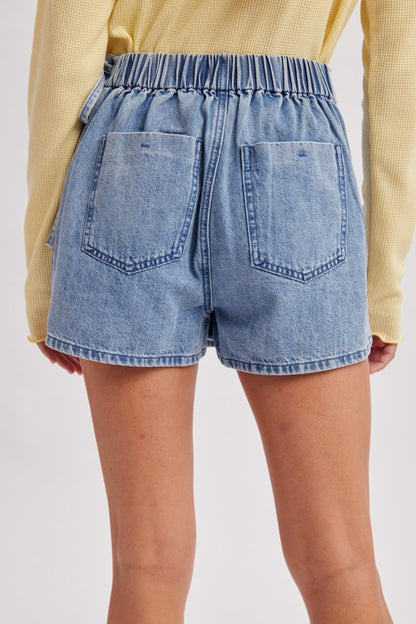 Denim Side Tie Wrap Skort