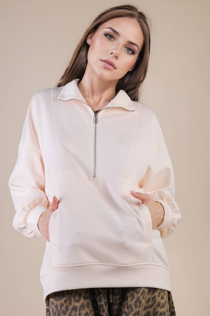 Half Zip UP Oversized Pullover