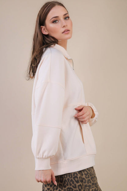 Half Zip UP Oversized Pullover