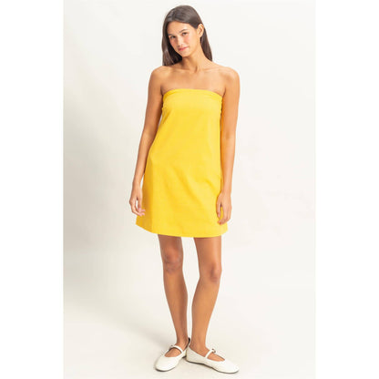 Sand Washed Strapless Mini Dress