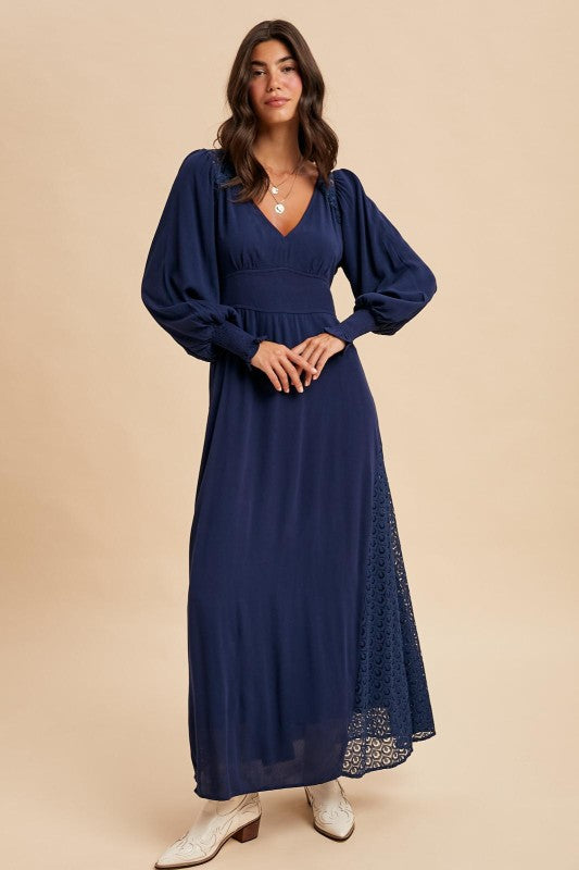 Dramatic Lace Panel Maxi Dress