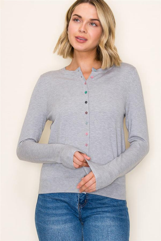 Multi-Color Button Cardigan