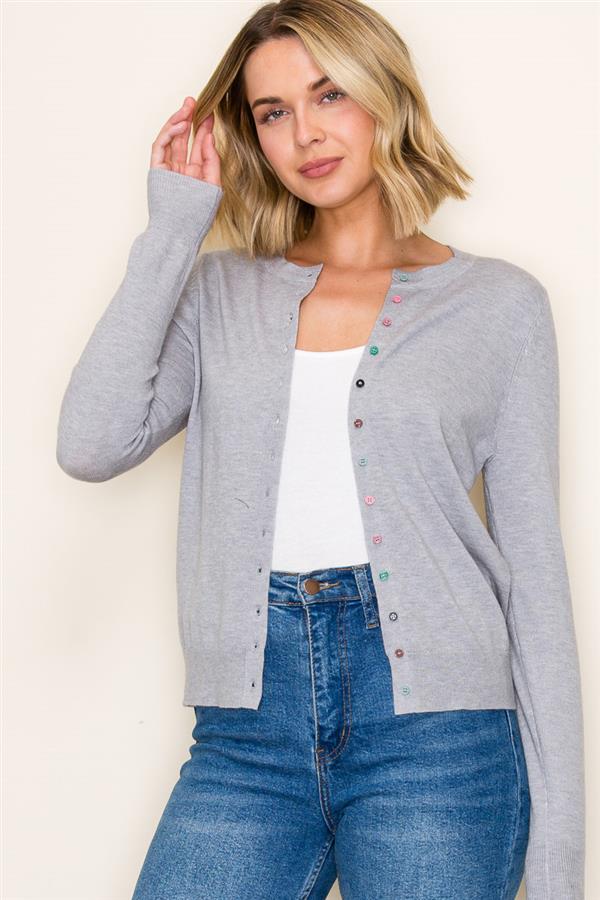 Multi-Color Button Cardigan
