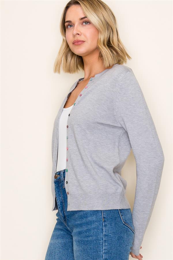 Multi-Color Button Cardigan
