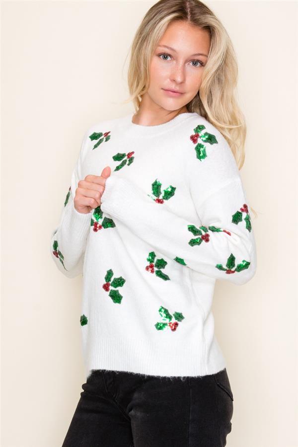 Christmas Sequin Mistletoe Sweater