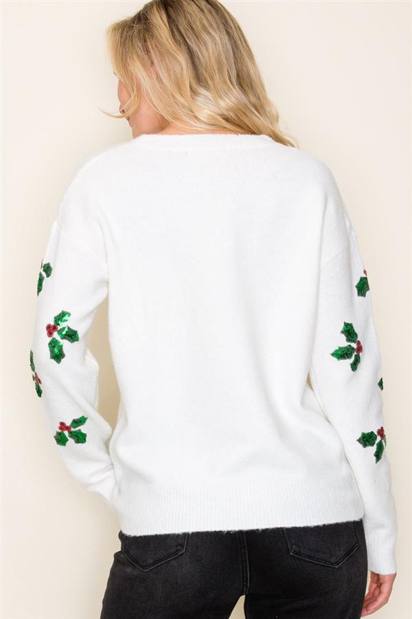 Christmas Sequin Mistletoe Sweater